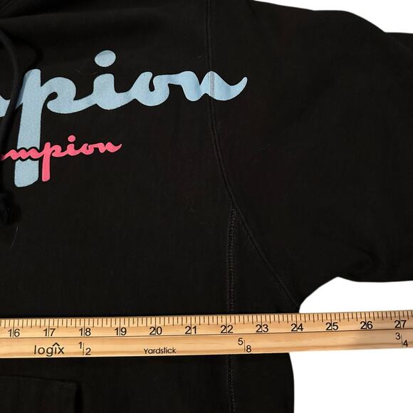 VTG Champion Retro Reverse Weave Hoodie Blue/Pink Logo Size L Y2KStreetwear - Picture 3 of 6